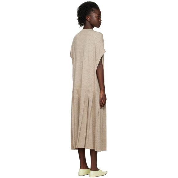 Lauren Manoogian Pleat Shift Dress Aspen Sz 2 Medium NWT Alpaca Wool $625 Taupe - Picture 2 of 16